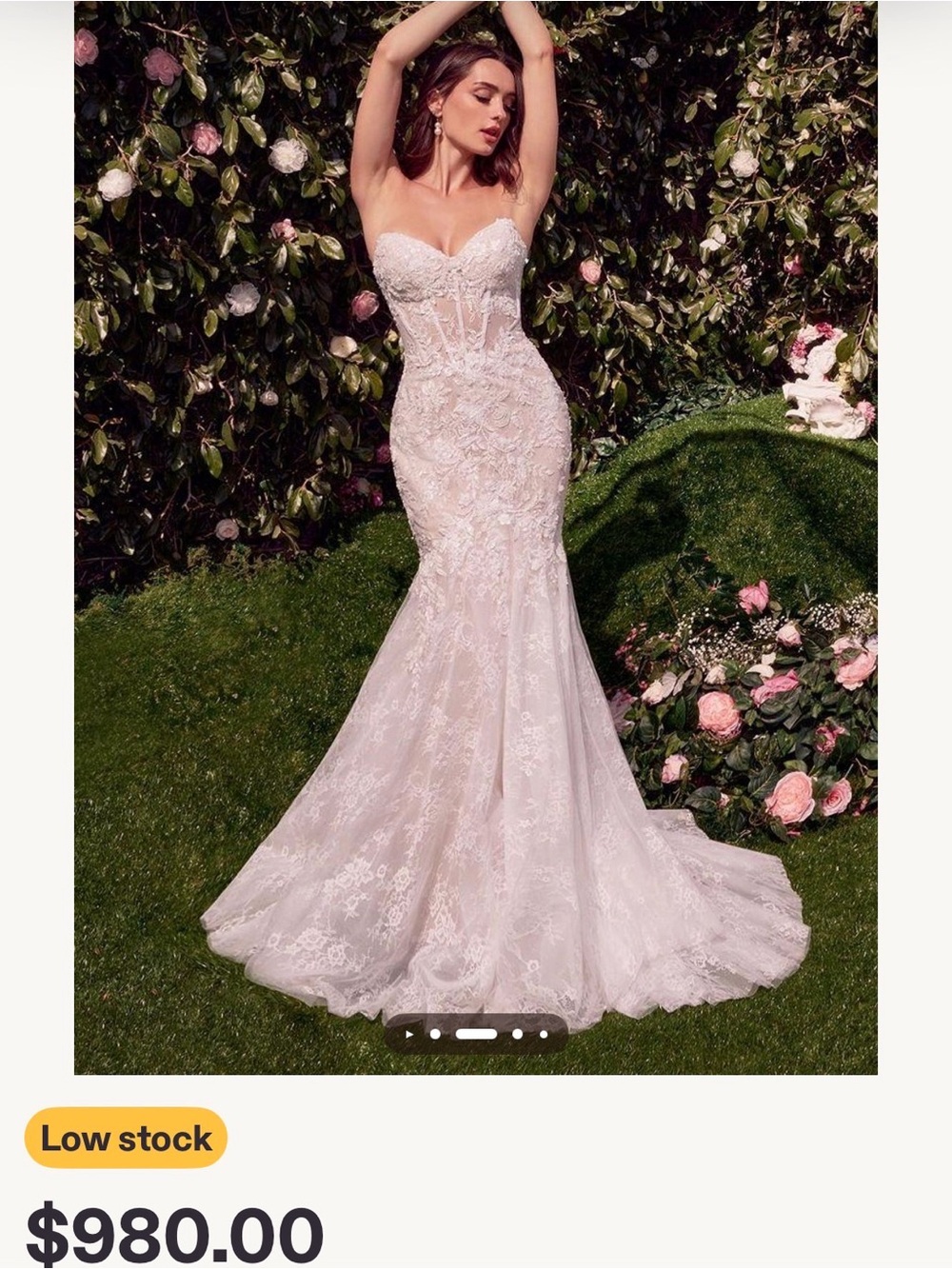 Lace Bustier Wedding Slip Dress in White